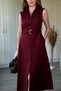 Polo Collar Belted Padded Midi Shirt Dress - 3