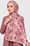 Pink Leaf Patterned Bamboo Crush Shawl - Wrinkled Textured Daily Shawl