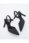 Women's Stoned Mesh Pointed Toe 8 cm Heeled Shoes