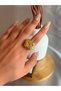 Women's Knot Design Zircon Stone Gold Color Adjustable Steel Ring