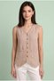 Women's 100% Cotton Muslin Buttoned V-Neck Tassel Vest with Inverted Stitching - 3