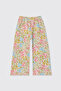 Baby Girl Elastic Waist Floral Patterned Pink Sweatpants - 2