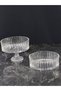 Set of 2 Luxury Striped Glass Presentation Bowls - 1 Fruit Bowl with Stand & 1 Salad Bowl