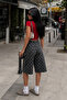 Women's High Waist Polka Dot Wide Leg Denim Capri - 5
