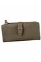 Unisex Genuine Leather Khaki Color Zippered Multi-Compartment Long Wallet - 2