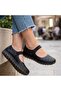 Sina Black Genuine Leather Velcro Orthopedic Comfortable Ballerinas - 5