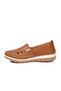 Tan Genuine Leather Women's Casual Shoes - 4