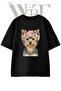 Yorkie Hair Rollers Design Printed Unisex Black Oversize T-Shirt