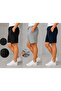 Men's 3-Piece Casual Shorts Set Black Gray Navy Blue with Pockets Comfortable Cut Knee Length - 3