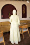 Yellow Half-Buttoned Scallop Embroidered Dress - 5