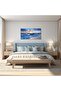 Deep Blue Ocean Sunset Gallery Wrapped Canvas Wall Art | 50x100cm 20x40 inch | Panoramic Seascape Wave Wall Decor - 6