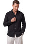 Black 97% Cotton Muslin Fabric Breathable Summer Comfortable Cut Men's Shirt 2602619 - 2