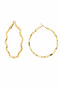 Women's Gold Steel Large Size Zigzag Ajda Hoop Earrings 1 Pair - 2