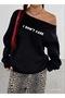 I Don'T Care Printed Oversized Women's Boat Neck Sweatshirt