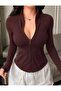 Rover Zippered Slim Fit Blouse [Lycra Stretchable]