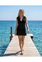 Polo Collar 100% Cotton Sleeveless Openwork Comfortable Fit Knitwear Beach Dress