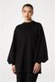 Women's Black Modal Fabric Balloon Sleeve Tunic and Tube Leg Trousers Double Set - 2