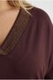 Women's Plus Size Short Sleeve V-Neck Stone Detailed Blouse 2051-26 - 2