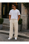 Men's Linen Trousers Baggy Fit Elastic Waist Lace-Up Summer Casual Comfortable Pants