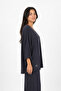 Women's V-Neck Relaxed Fit Navy Blue Blouse - 2