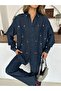 Women's Front Beaded Embroidered Denim Oversize Shirt - 7