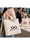 3 Pieces of Luna Off-White Gusseted Linen Cloth Bags with Your Logo, 37 X 41 cm Printed Set - 3