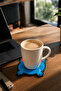 Blue Cat and Happy Cat Coaster Set of 4 - Pvc Non-Slip Coasters (2 Blue Cats + 2 Happy Cats) - 4