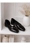 Dante Women's Black Wrinkled Patent Leather Square Toe Flat Sole Daily Casual Ballerina Shoes - 2