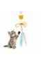 2 Meters Elastic String Self-Adhesive Cat Fishing Rod Toy with Feathers and Rattles