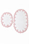 Lace 2-Piece Non-Slip Leather Based Oval Bath Mat Set with Laces, Washable Bath Set Piera - 2