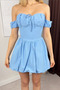 Women's Strapless Balloon Hem Mini Dress – Off-Shoulder Bow Detail Short Party Homecoming Guest Dress - 5