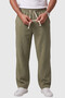 Khaki 97% Cotton Muslin Fabric Comfortable Fit Breathable Summer Men's Trousers 2600260 - 2