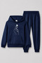 Hooded Heart Printed Kangaroo Pocket 2-Thread Seasonal Unisex Children's Tracksuit Set - 2