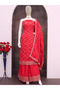 Red Jacquard Chinon Palazzo Suit Set - FFT6986 | Red-Size:M-38-Inches - 3