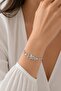 Silver Color Zircon Stone Brass Pearlescent Flower Model Elevator Bracelet - 2
