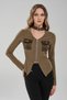 Women's knit leopard print blouse with pocket detail and long sleeves - 7