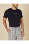 Men Black T-Shirt And White Check Shorts Set - 4