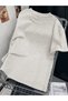 Women's Gray Figure Peace Printed Oversize T-Shirt - 2