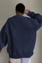 Women's Navy Blue m Logo Printed Crew Neck Oversize Sweatshirt - 2