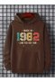 Men's Brown Made in 1982 Printed 3 Thread Hooded Hoodie Sweatshirt