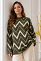 Zigzag Patterned Knitwear Tunic R7187 Khaki - 2