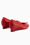 Arisa Genuine Leather Red Wedge Heeled Women's Shoes - 5