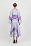 Purple Aurora Gradient Patterned Balloon Sleeve Blouse and Flared Long Skirt Two-Piece Set Tns-9005 - 8