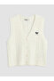 White Embroidered Wool Women's Knitwear Vest - 5