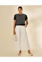 Women Black Crochet Detail Top With Side Tie - 2