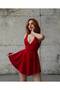 Women's Red Backless Flounce Shorts Mini Dress Yel221163