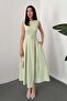 Women's Mustard Halter Neck Flared Dress