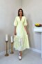Women's Ecru Ruched Detailed Lace Brode Dress
