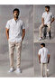 Men's 95% Cotton Short Sleeve Lapel Button Linenshirt Men's Shirt Stand-Up Collar