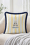 Sea-Themed Fish, Sailboat and Jellyfish Patterned 4-Piece Fringed-Tasseled Throw Pillow Cover Set - 4